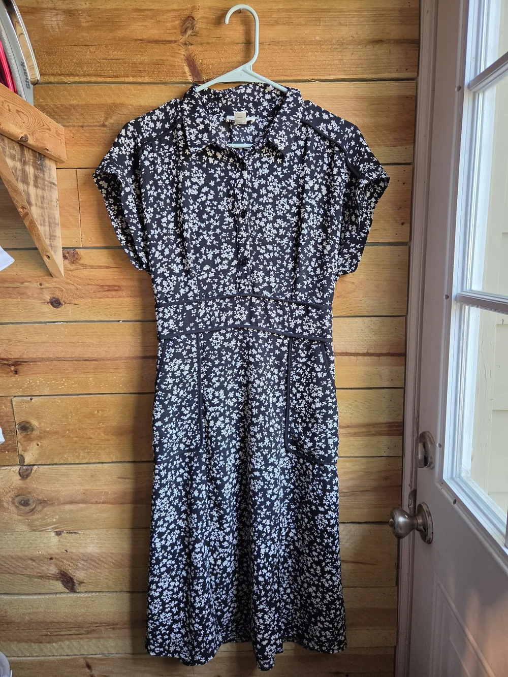Monteau Black Midi Dress with White Floral Print
